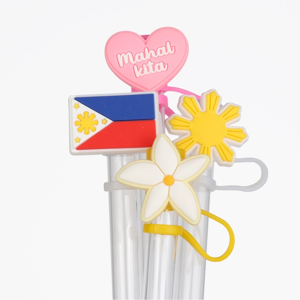 (4) Filipino Philippines mahal kita sampaguita flag star straw covers - Picture 2 of 3